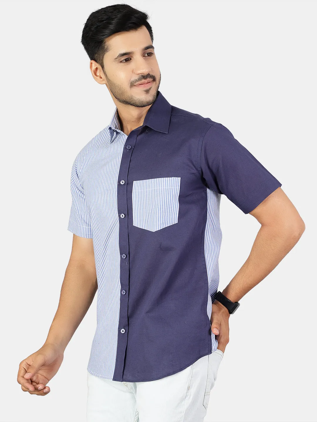100% Premium Cotton Blue Design Shirt