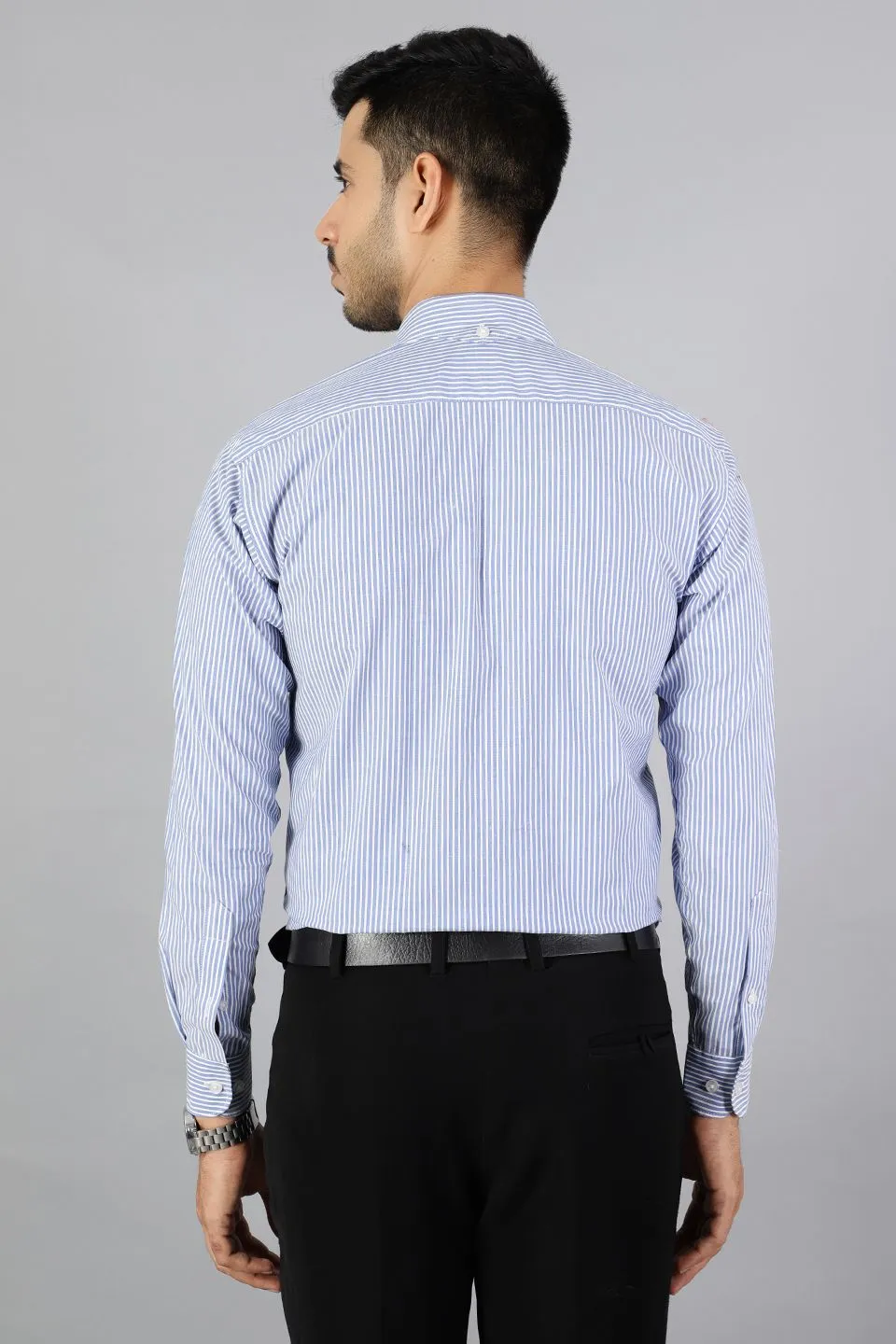100% Premium Cotton Blue Stripe Shirt