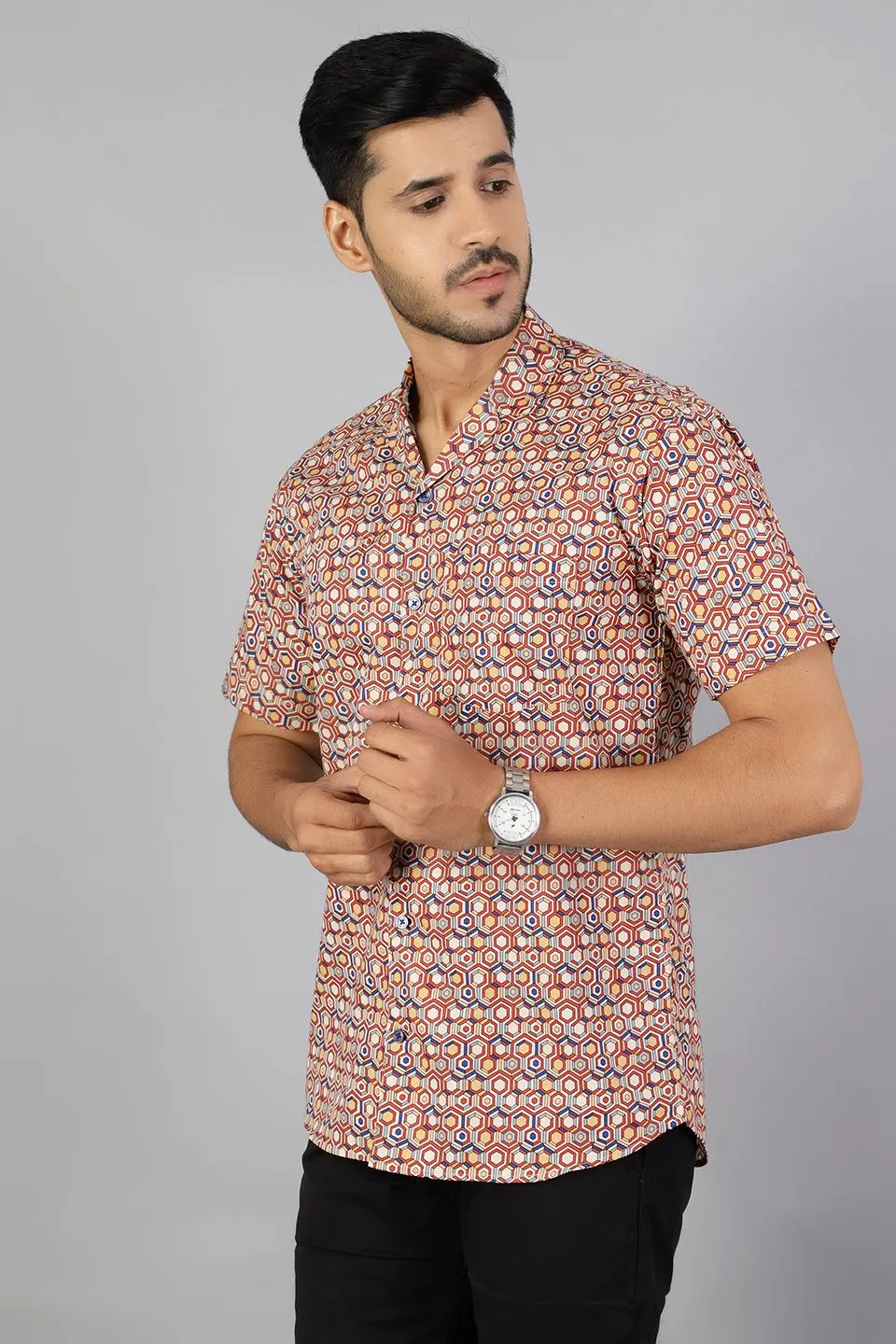 100% Premium Cotton Multicolored Printed Shirt