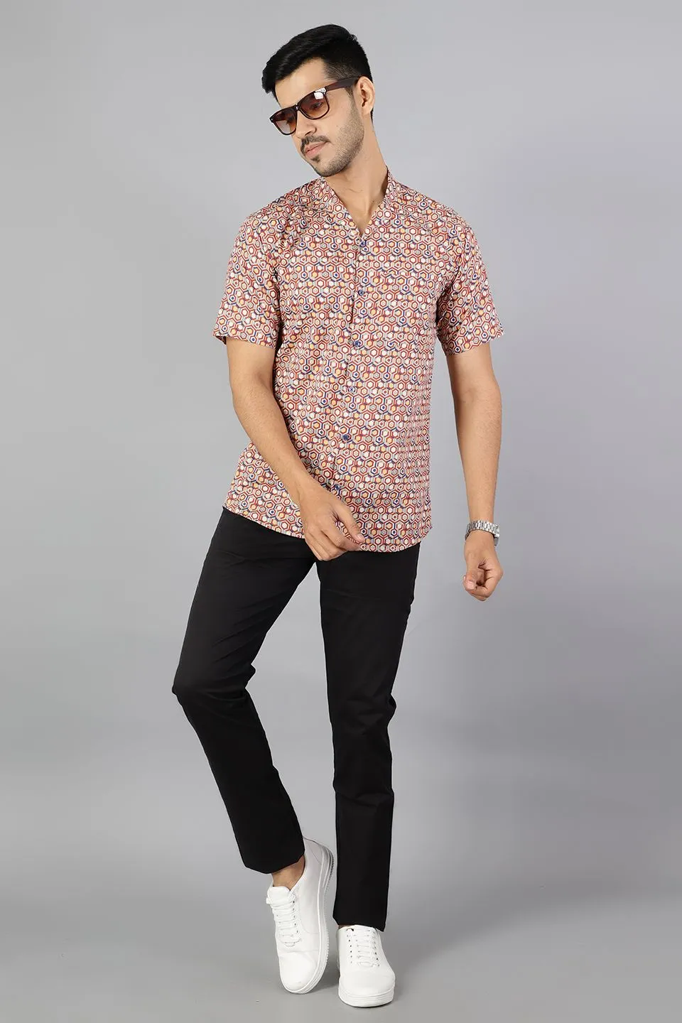 100% Premium Cotton Multicolored Printed Shirt