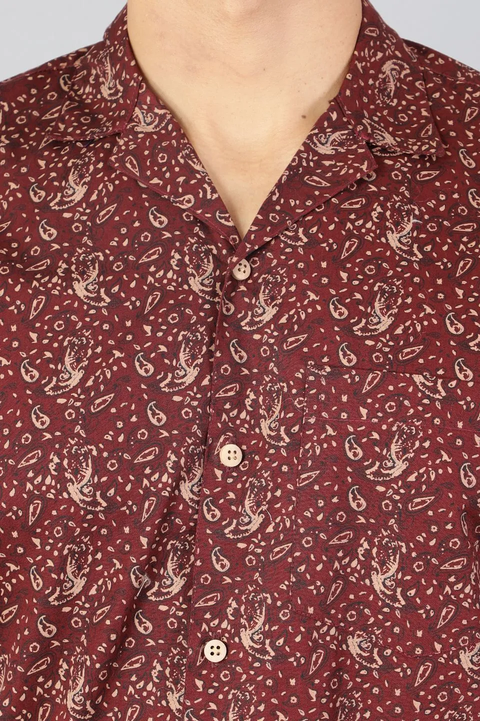 100% Premium Cotton Red Printed Shirt