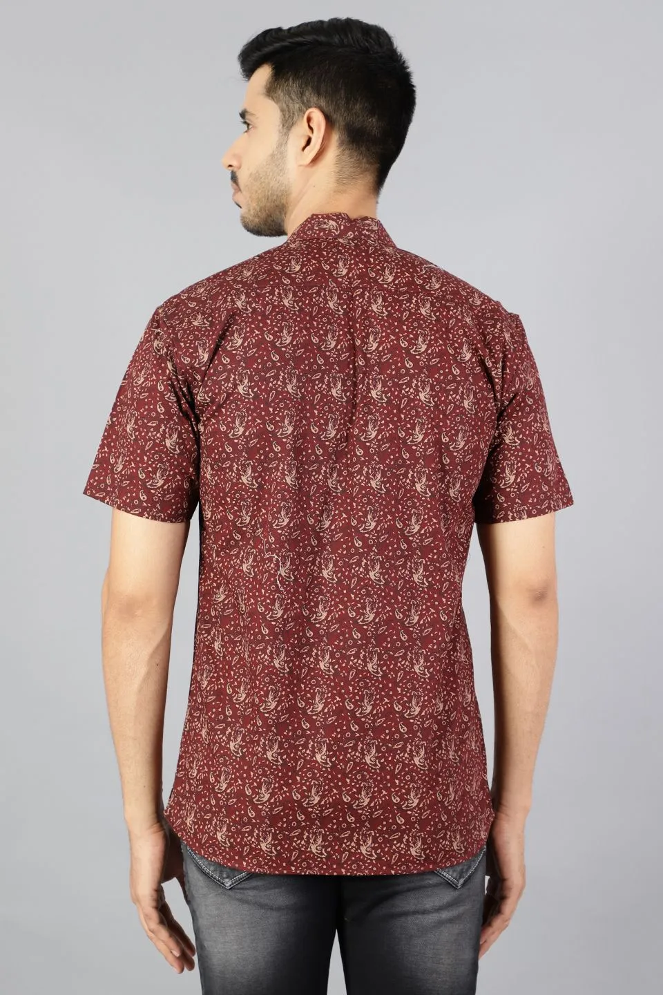 100% Premium Cotton Red Printed Shirt