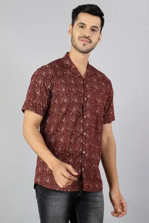 100% Premium Cotton Red Printed Shirt