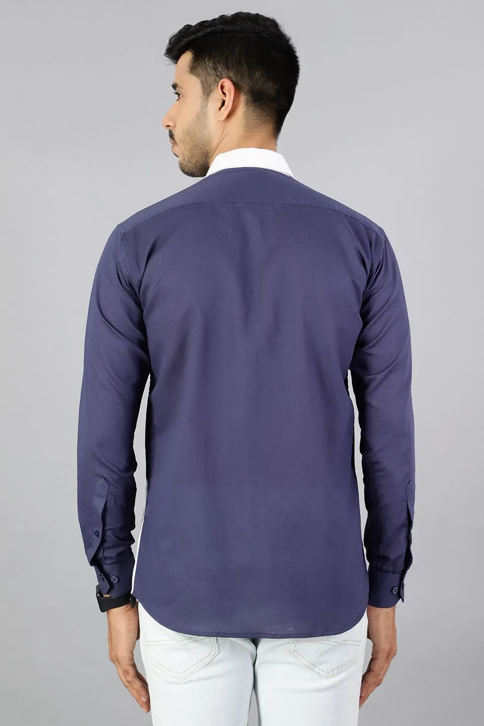100% Premium Cotton White & Blue Shirt