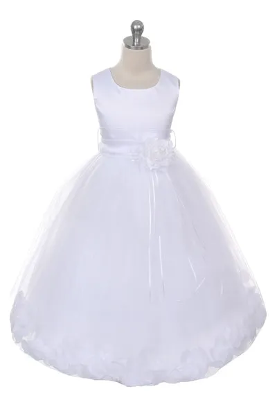 160B  Ivory Satin Flower Petal Plus Size Girl Dress