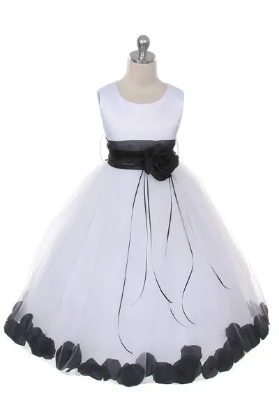160B  Ivory Satin Flower Petal Plus Size Girl Dress