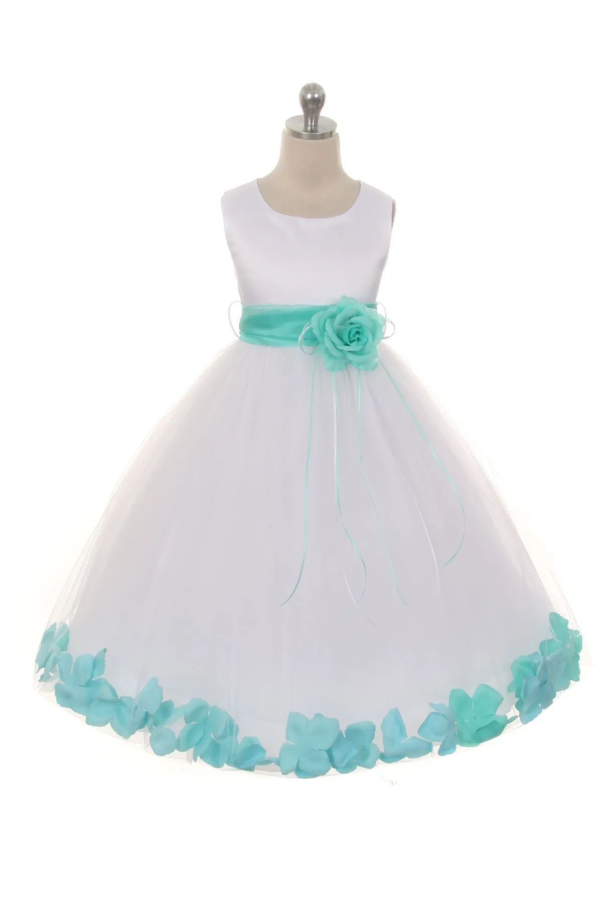 160B  Ivory Satin Flower Petal Plus Size Girl Dress