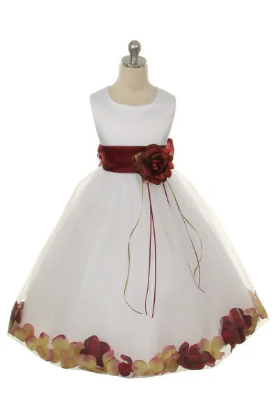 160B  Ivory Satin Flower Petal Plus Size Girl Dress