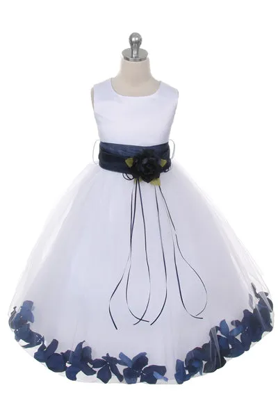 160B  Ivory Satin Flower Petal Plus Size Girl Dress