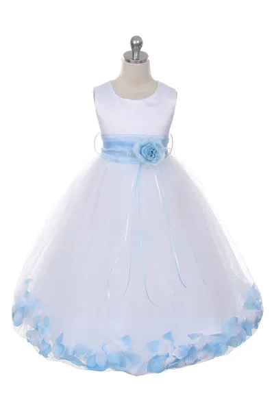160B  Ivory Satin Flower Petal Plus Size Girl Dress