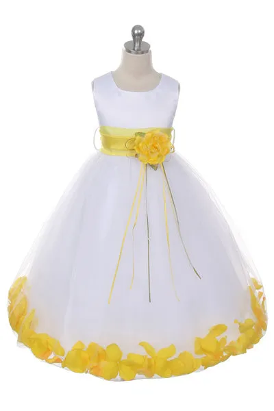 160B  Ivory Satin Flower Petal Plus Size Girl Dress
