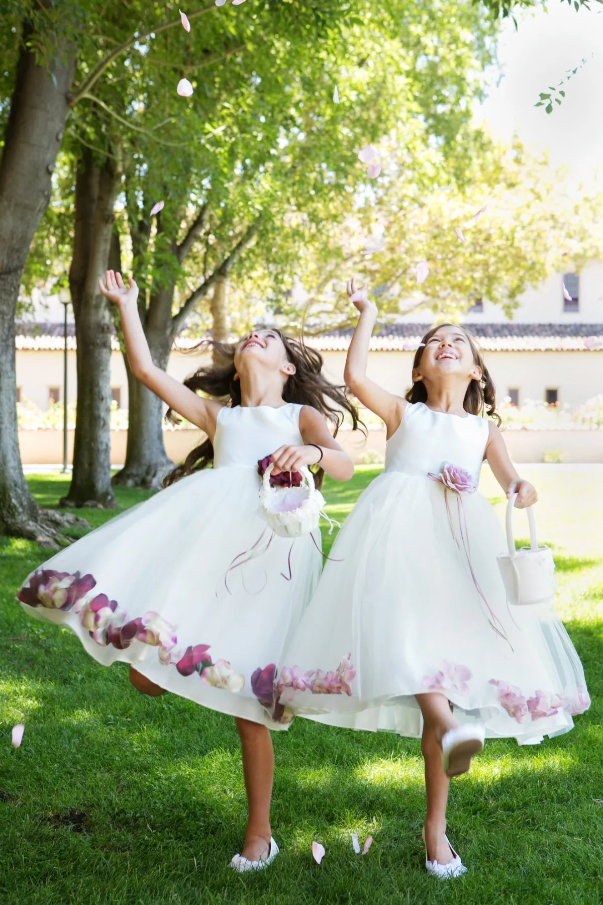 160B  White Satin Flower Petal Plus Size Girl Dress