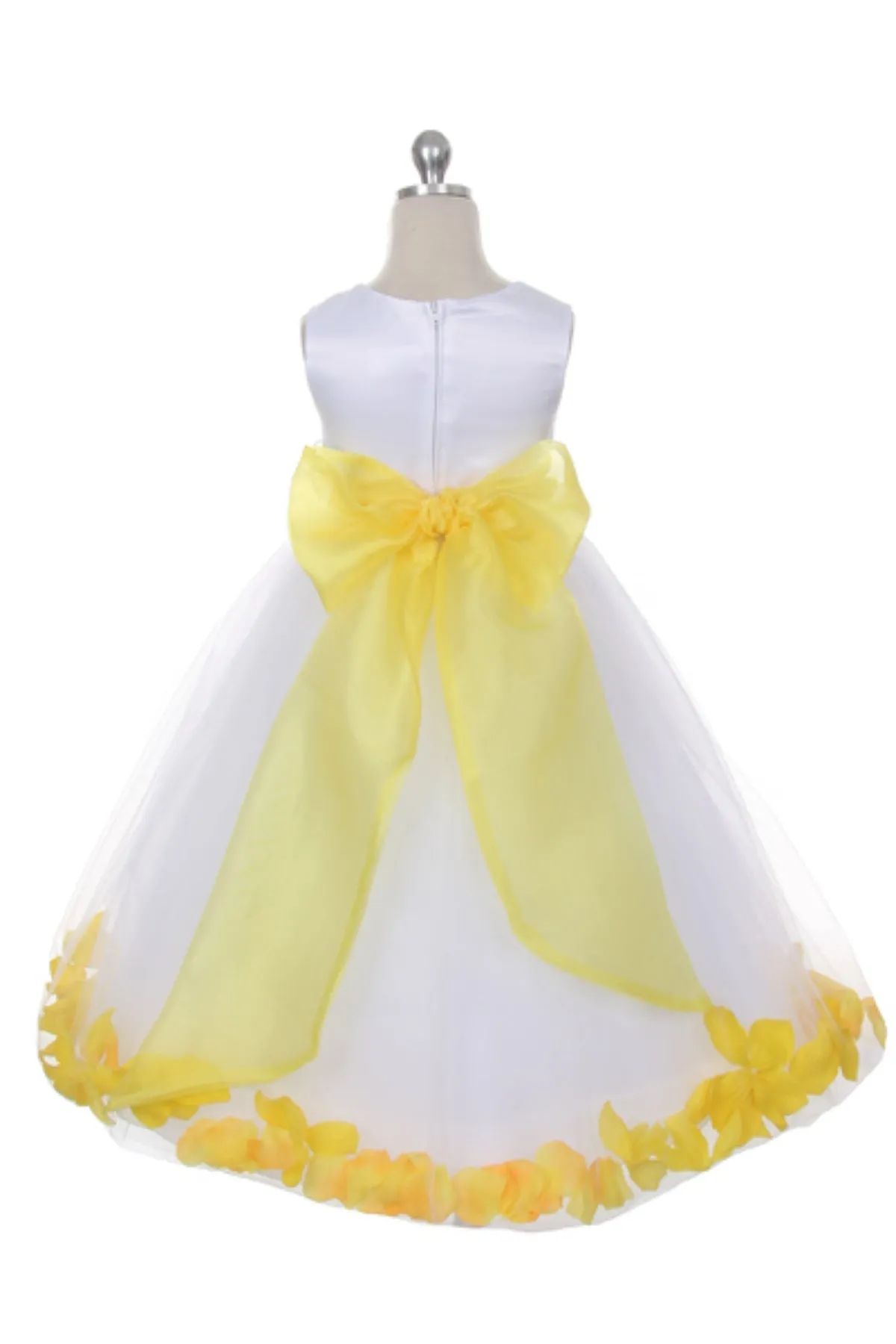 160B  White Satin Flower Petal Plus Size Girl Dress