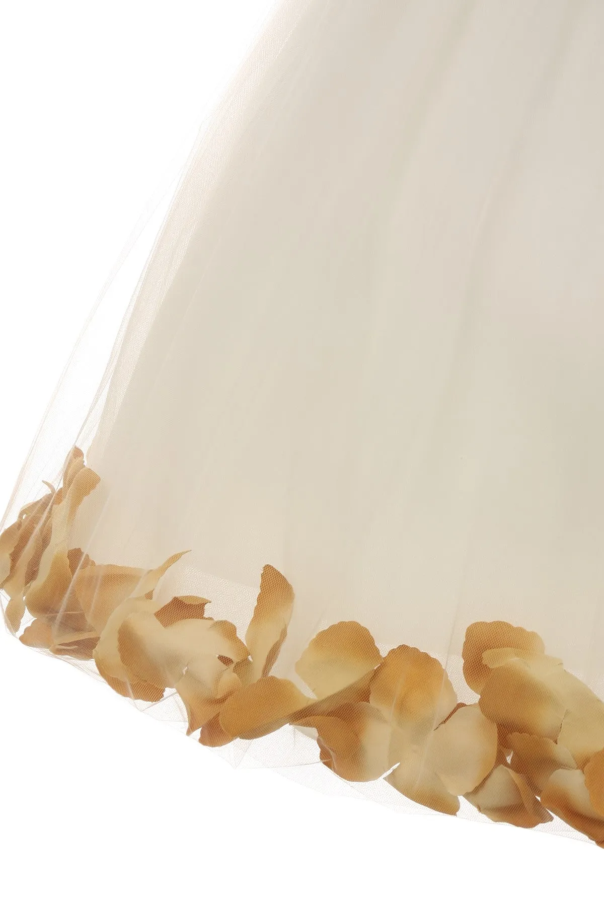 160B  White Satin Flower Petal Plus Size Girl Dress