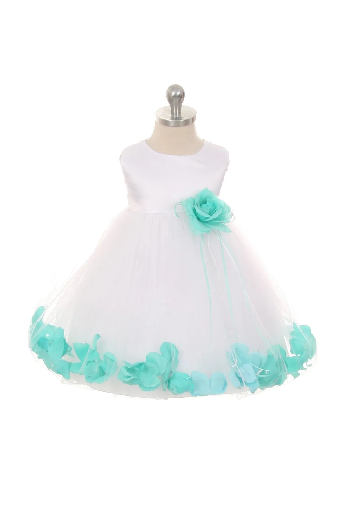 195B Satin Flower Petal Baby Dress (Ivory Dress)