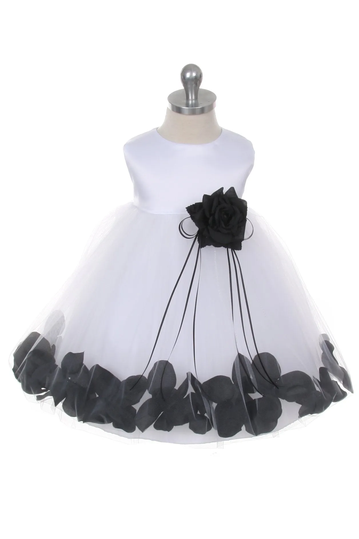 195B Satin Flower Petal Baby Dress (Ivory Dress)