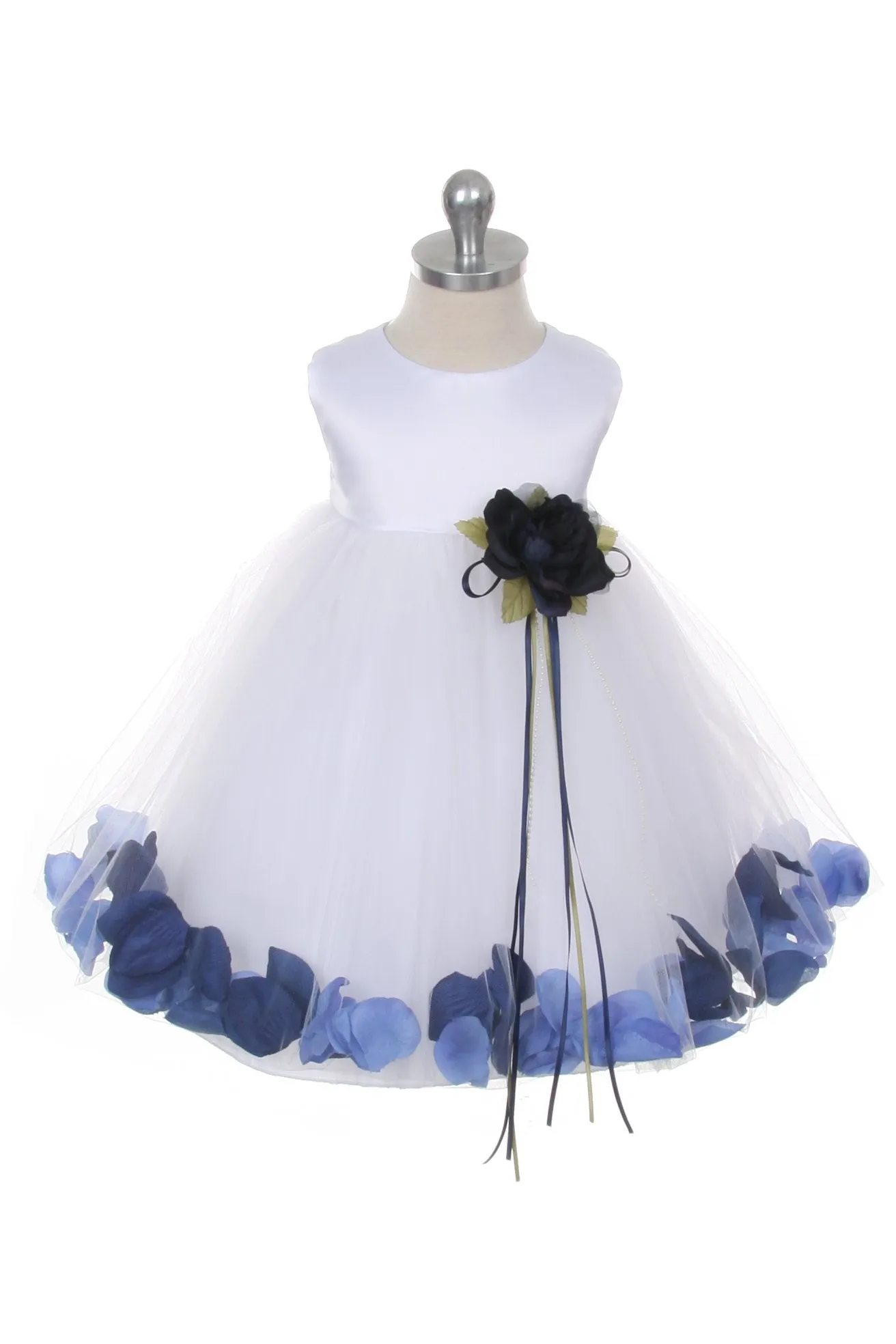 195B Satin Flower Petal Baby Dress (Ivory Dress)