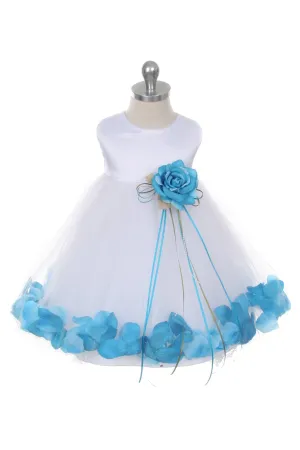 195B Satin Flower Petal Baby Dress (Ivory Dress)