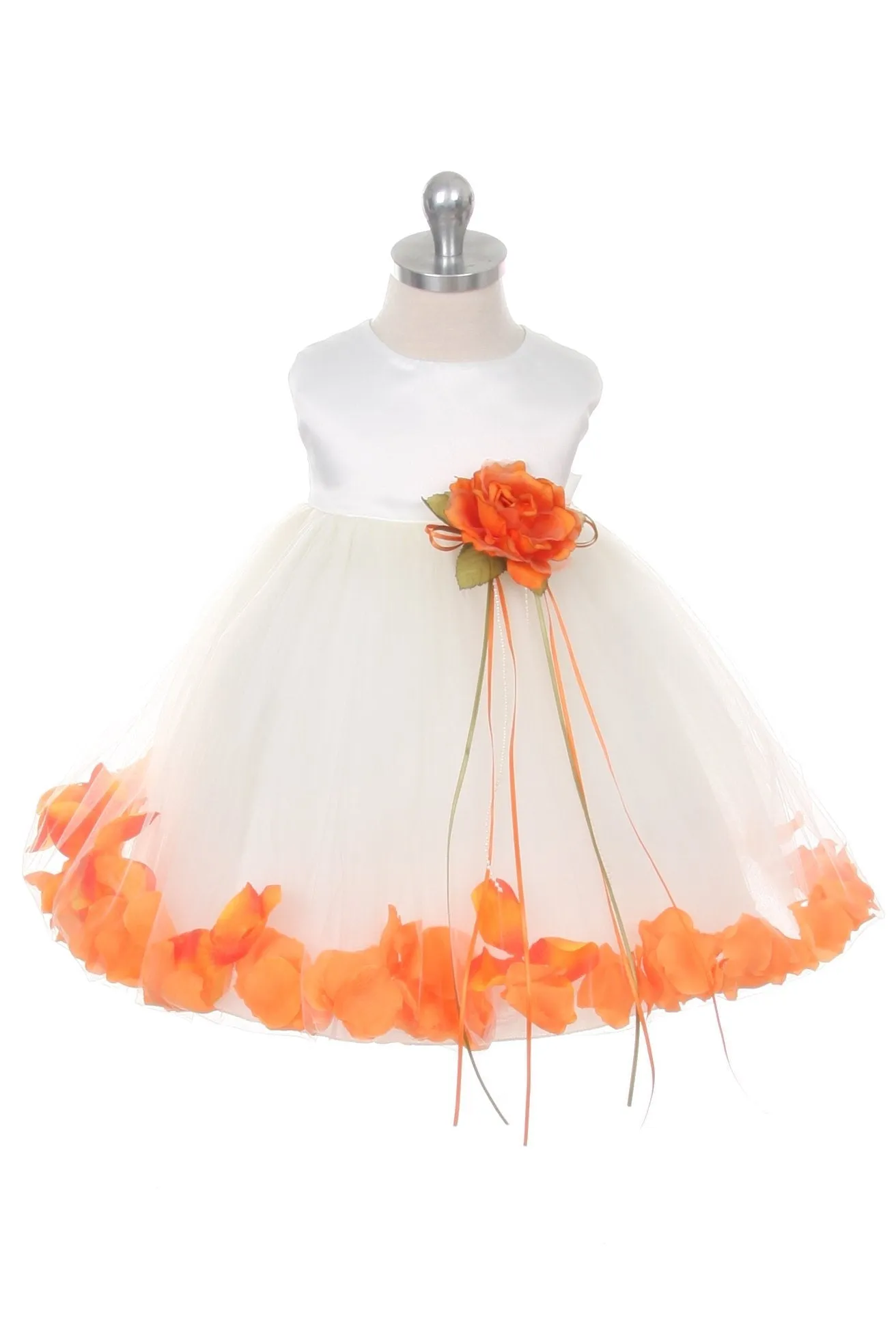 195B Satin Flower Petal Baby Dress (Ivory Dress)