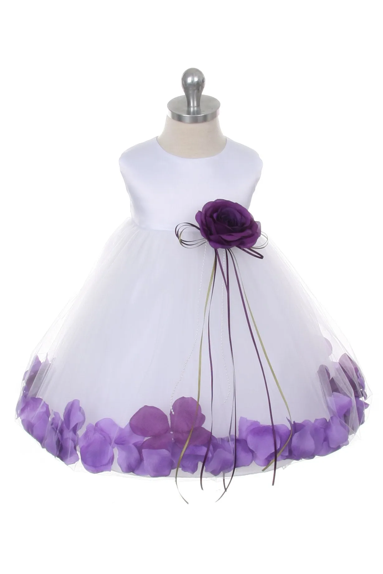 195B Satin Flower Petal Baby Dress (Ivory Dress)