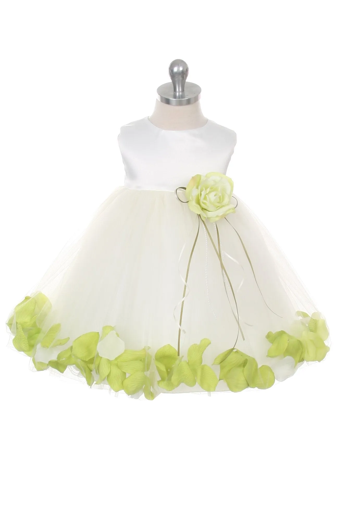 195B Satin Flower Petal Baby Dress (Ivory Dress)