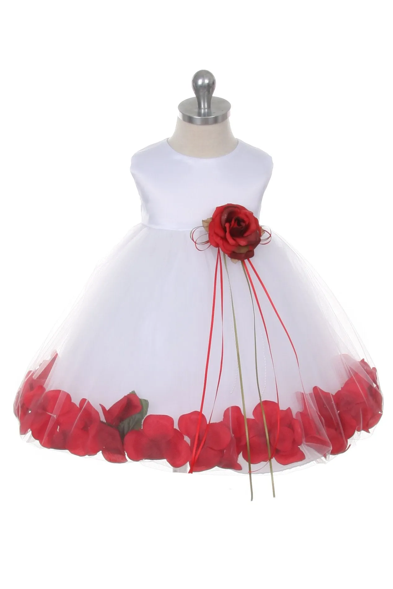 195B Satin Flower Petal Baby Dress (Ivory Dress)