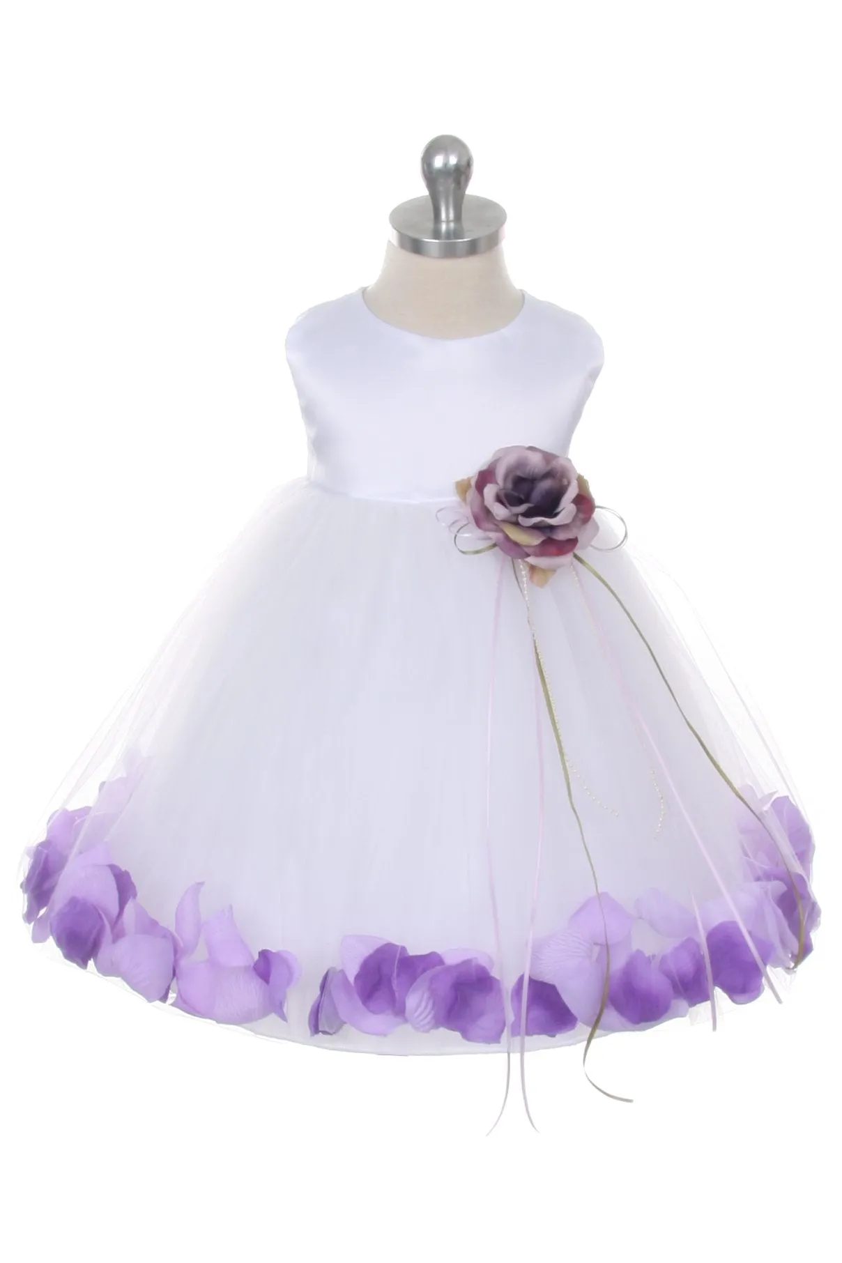 195B Satin Flower Petal Baby Dress (Ivory Dress)