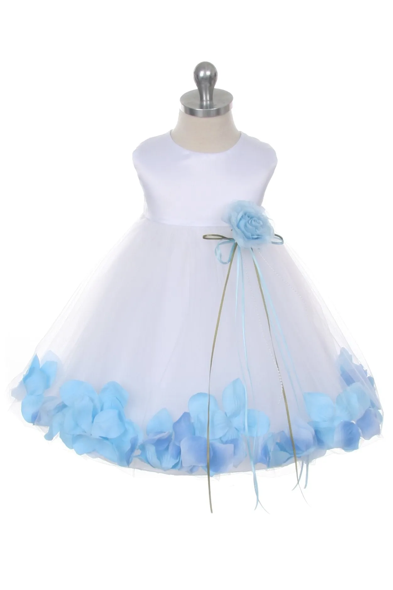 195B Satin Flower Petal Baby Dress (Ivory Dress)