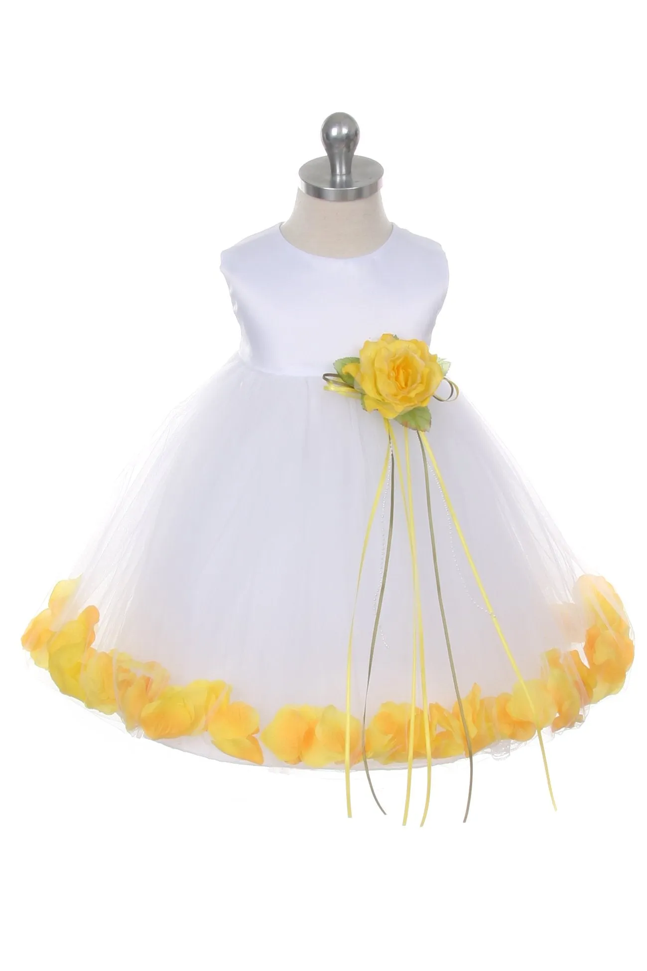 195B Satin Flower Petal Baby Dress (Ivory Dress)