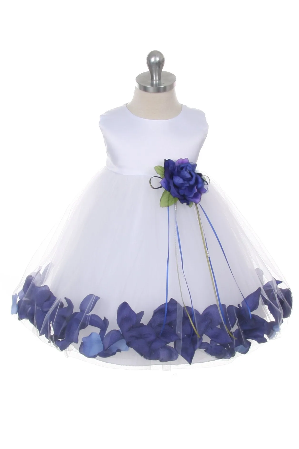 195B Satin Flower Petal Baby Dress (Ivory Dress)