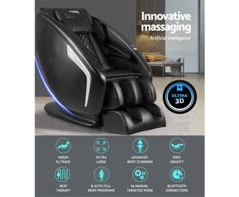 3D Electric Massage Chair Shiatsu SL Track Full Body 58 Air Bags Black
