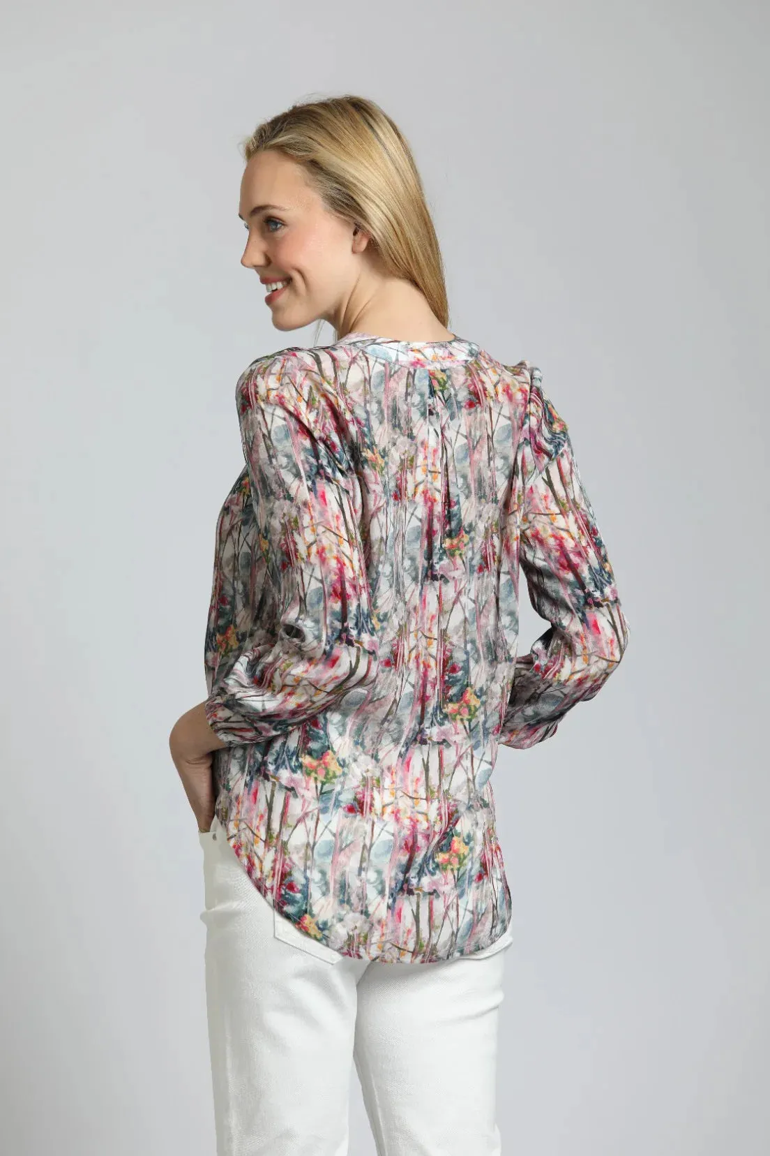 Abstract Twigs Print - Crossover Top With Tassel