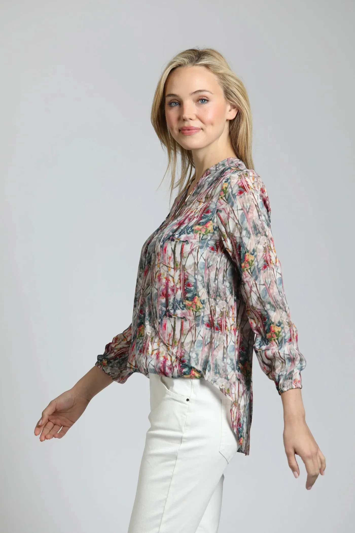 Abstract Twigs Print - Crossover Top With Tassel