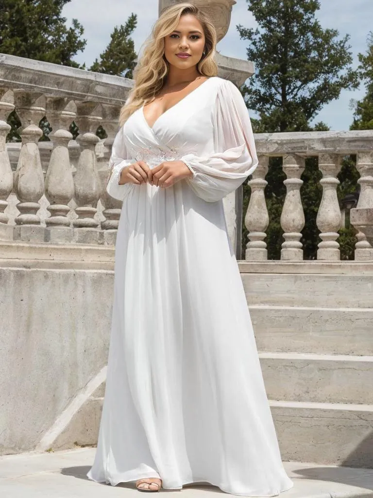 Amanda long sleeved chiffon wedding dress in Ivory Express NZ wide