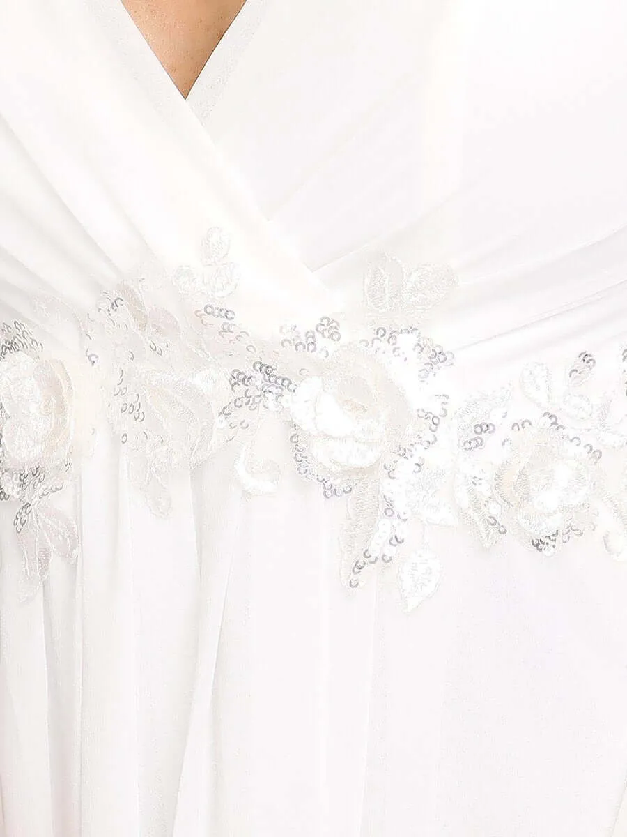 Amanda long sleeved chiffon wedding dress in Ivory Express NZ wide