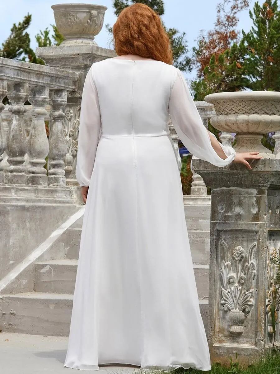 Amanda long sleeved chiffon wedding dress in Ivory Express NZ wide