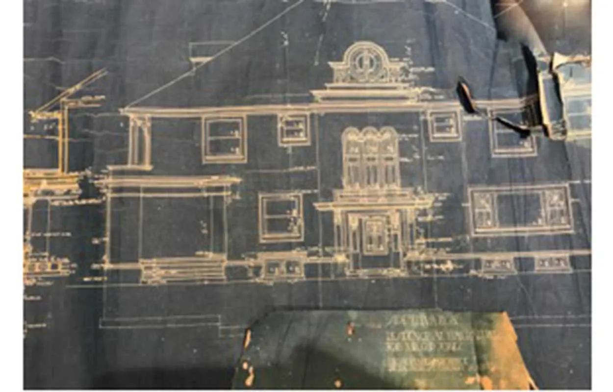 American George W. Maher Granville House Stained and Leaded Glass Square Window