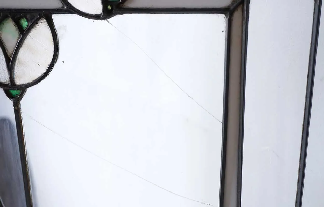 American George W. Maher Granville House Stained and Leaded Glass Square Window