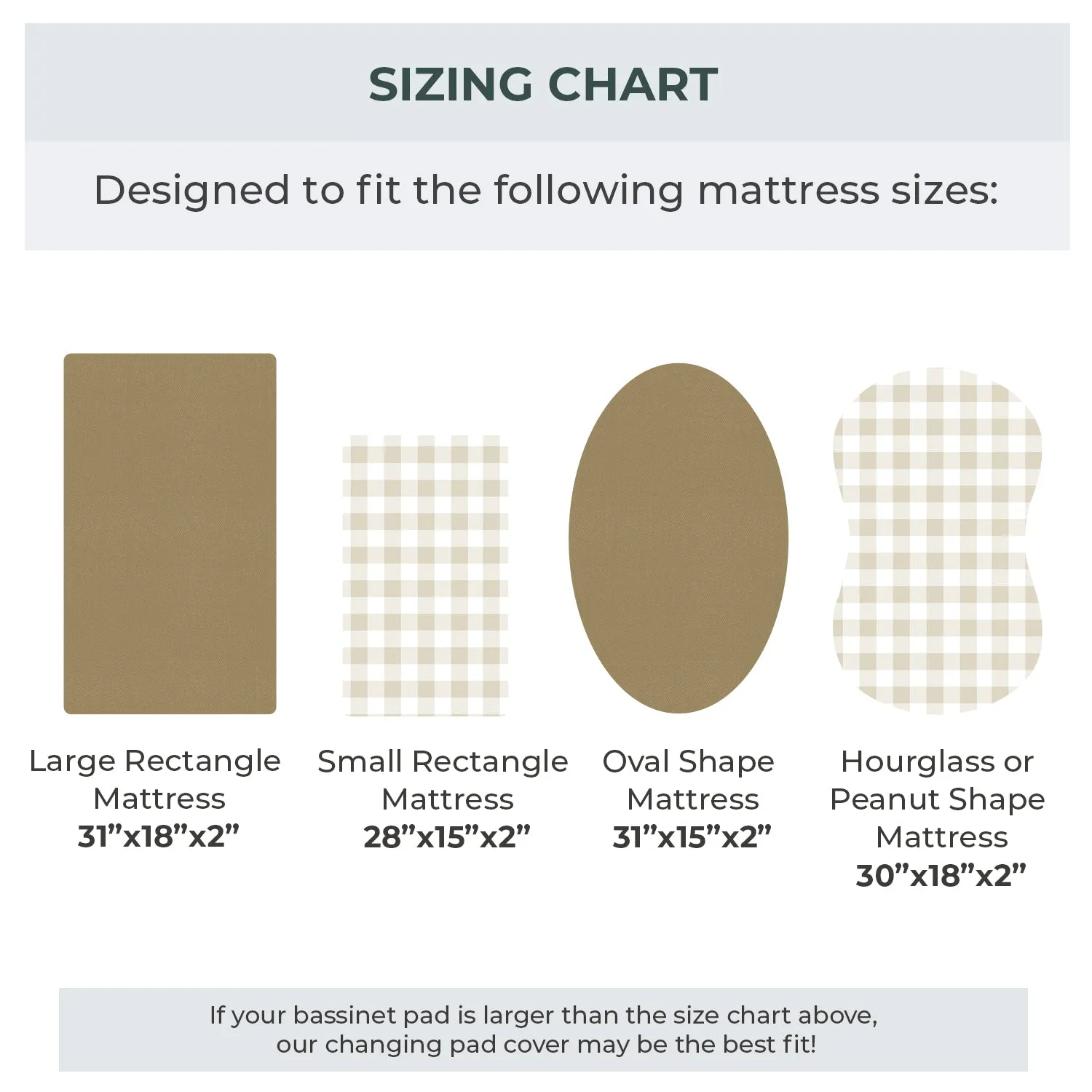 Bassinet sheets - Gingham Khaki