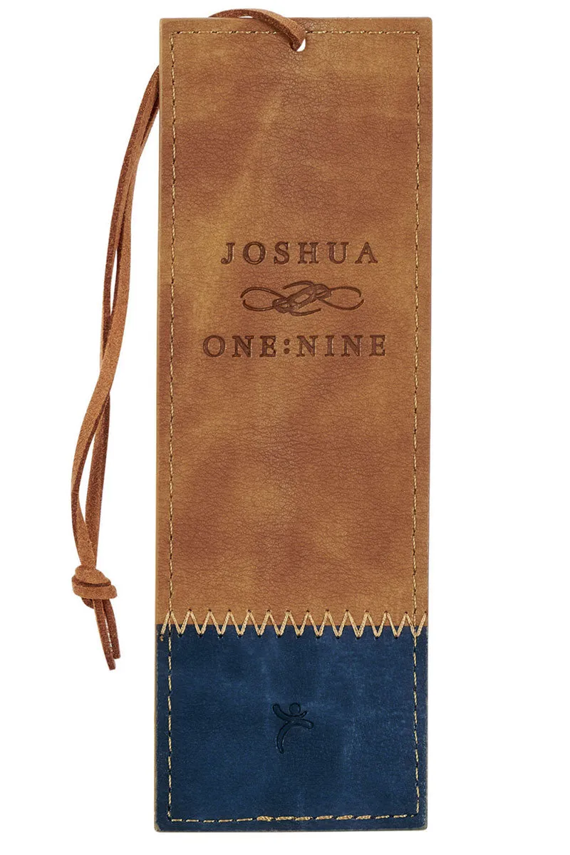 Be Strong and Courageous Butterscotch and Navy Faux Leather Page Marker