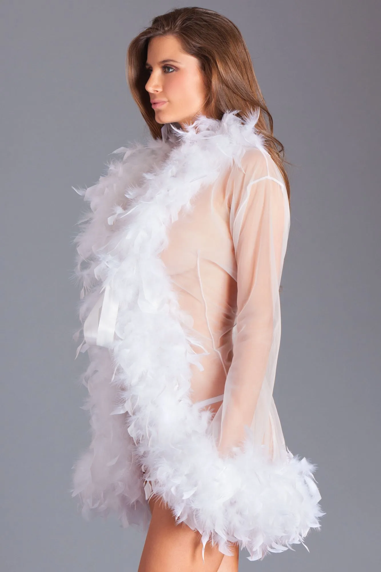 Be Wicked - Lux - Robe met Veren - Wit - One Size