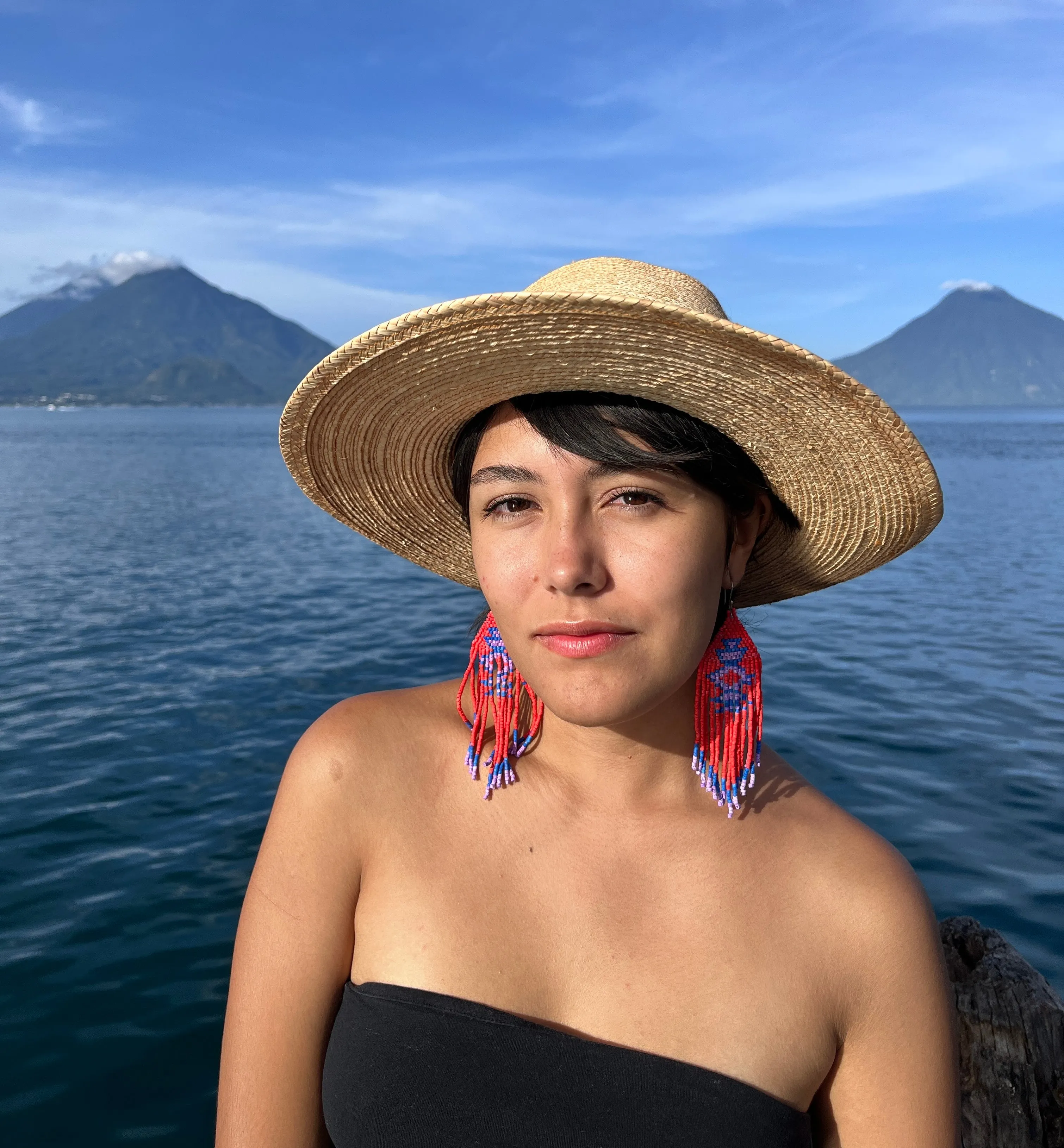 Beaded Fringe Earrings with Geoemetric Symbols