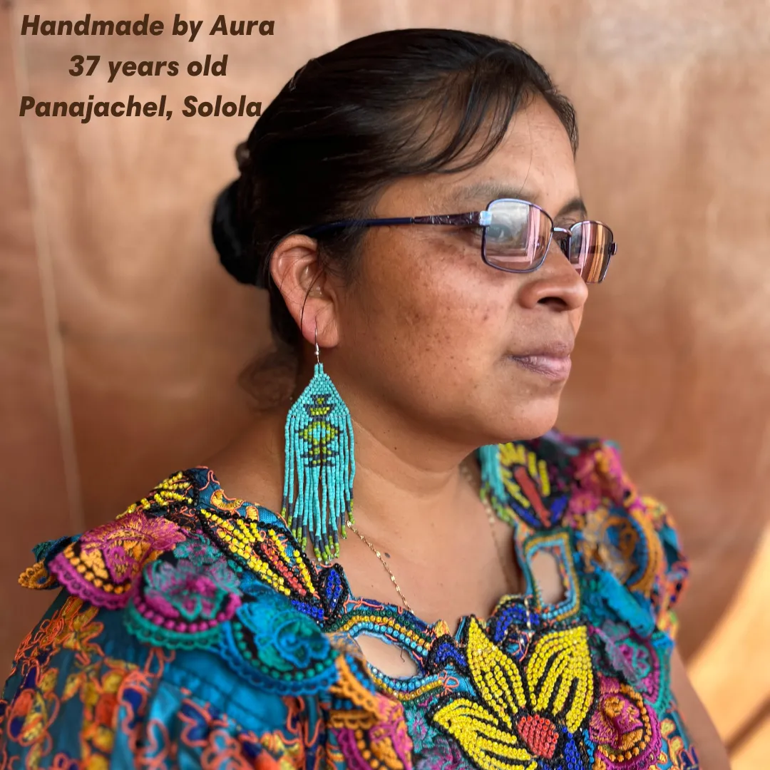Beaded Fringe Earrings with Geoemetric Symbols