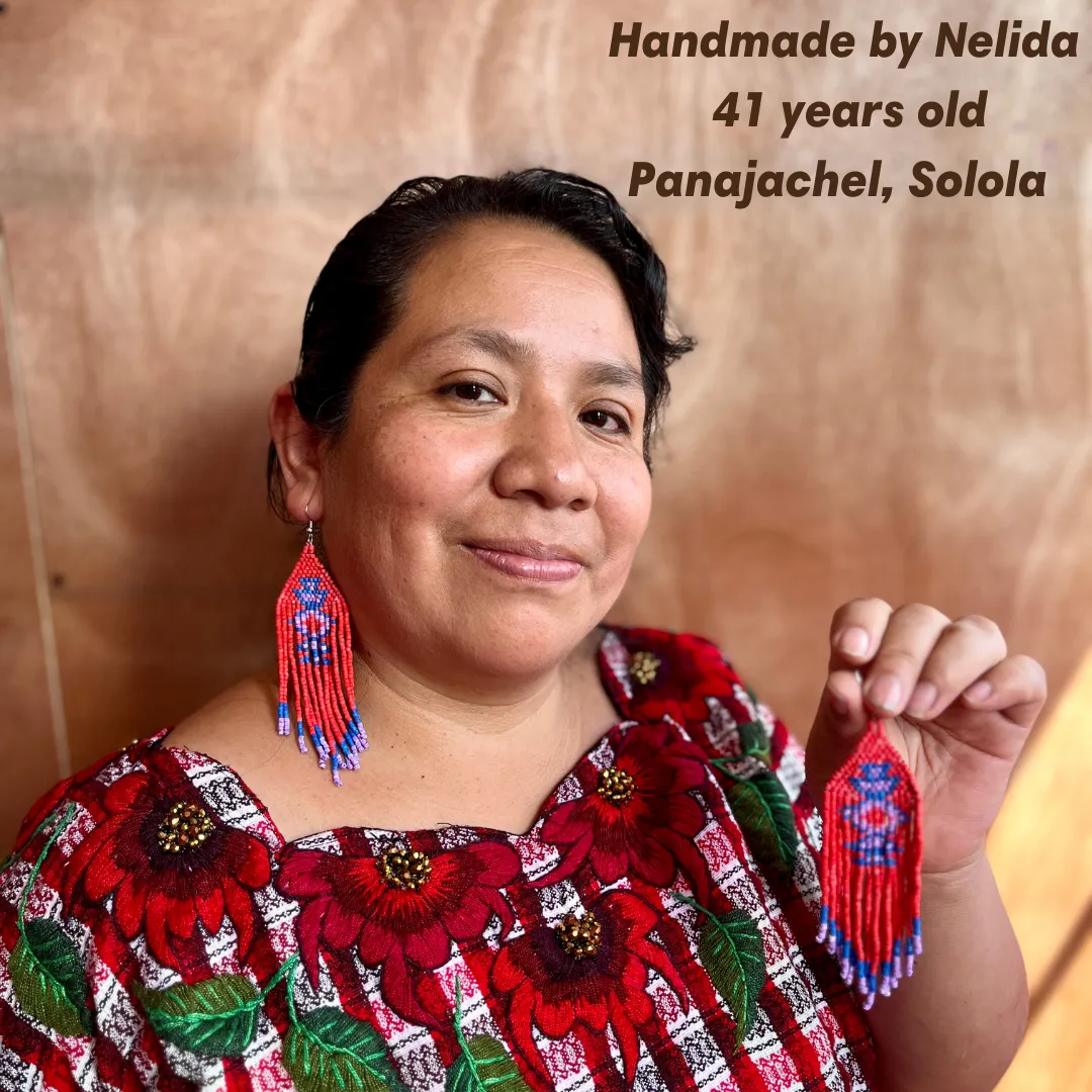Beaded Fringe Earrings with Geoemetric Symbols