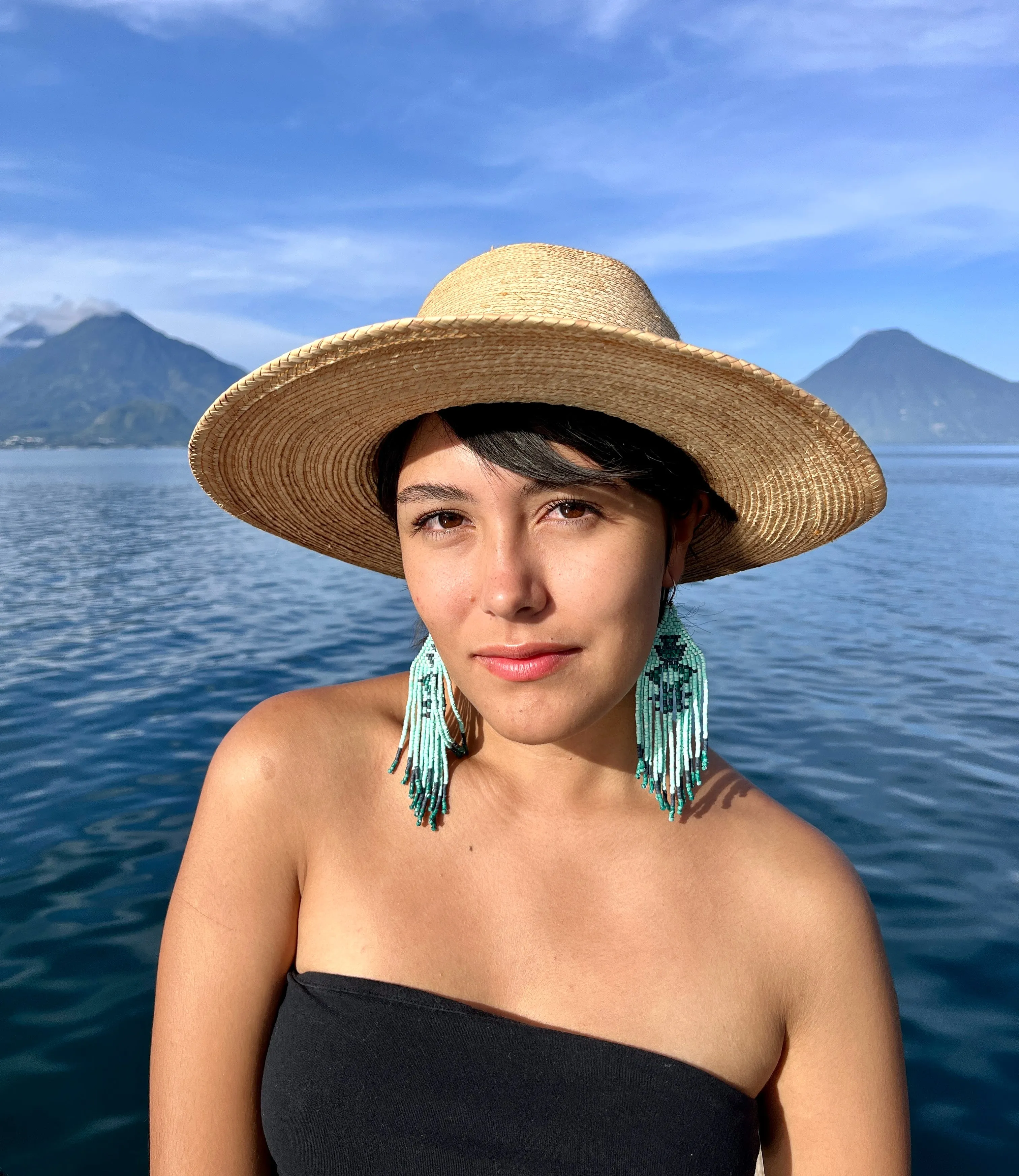 Beaded Fringe Earrings with Geoemetric Symbols