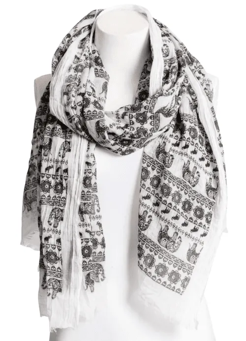 Beautiful Black & White Lightweight Elephant Boho