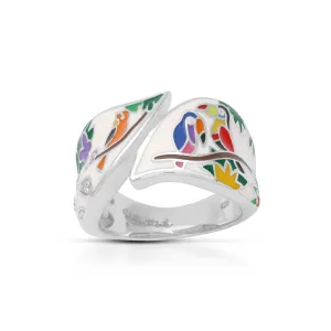 Belle e'toile Sterling Silver Tropical Rainforest Ivory Ring, Size 7 (94939)