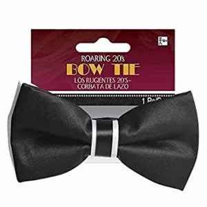 Black and White Roaring 20's Satin Bow Tie