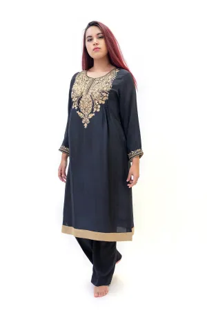 Black Lawn Silk Salwar Kameez - Suit