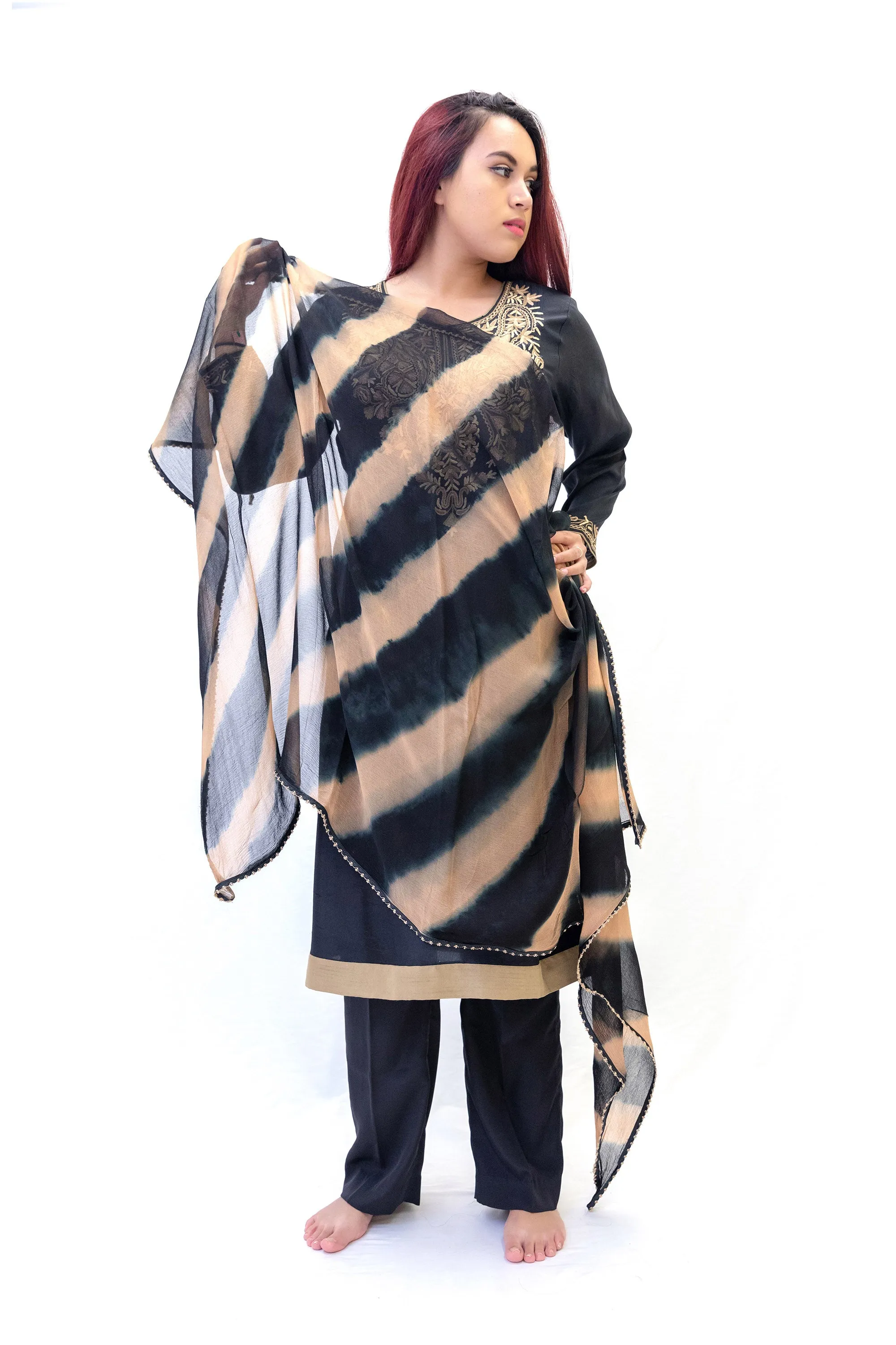 Black Lawn Silk Salwar Kameez - Suit